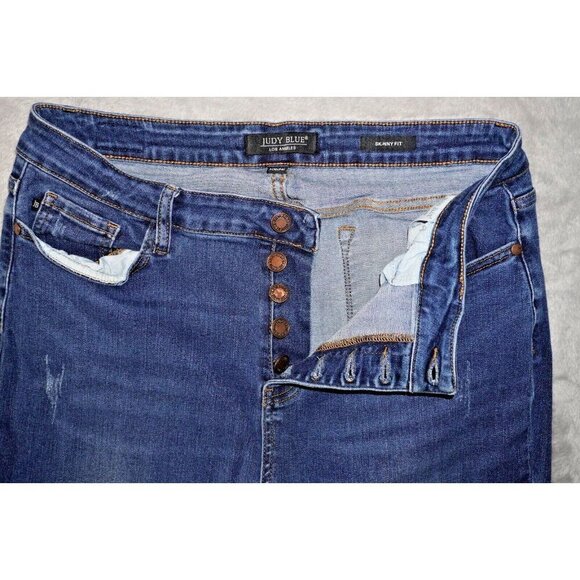 Judy Blue Women's 15/32 High Rise Tummy Control Top Skinny Jeans Dark Wash Jeans - Picture 3 of 15